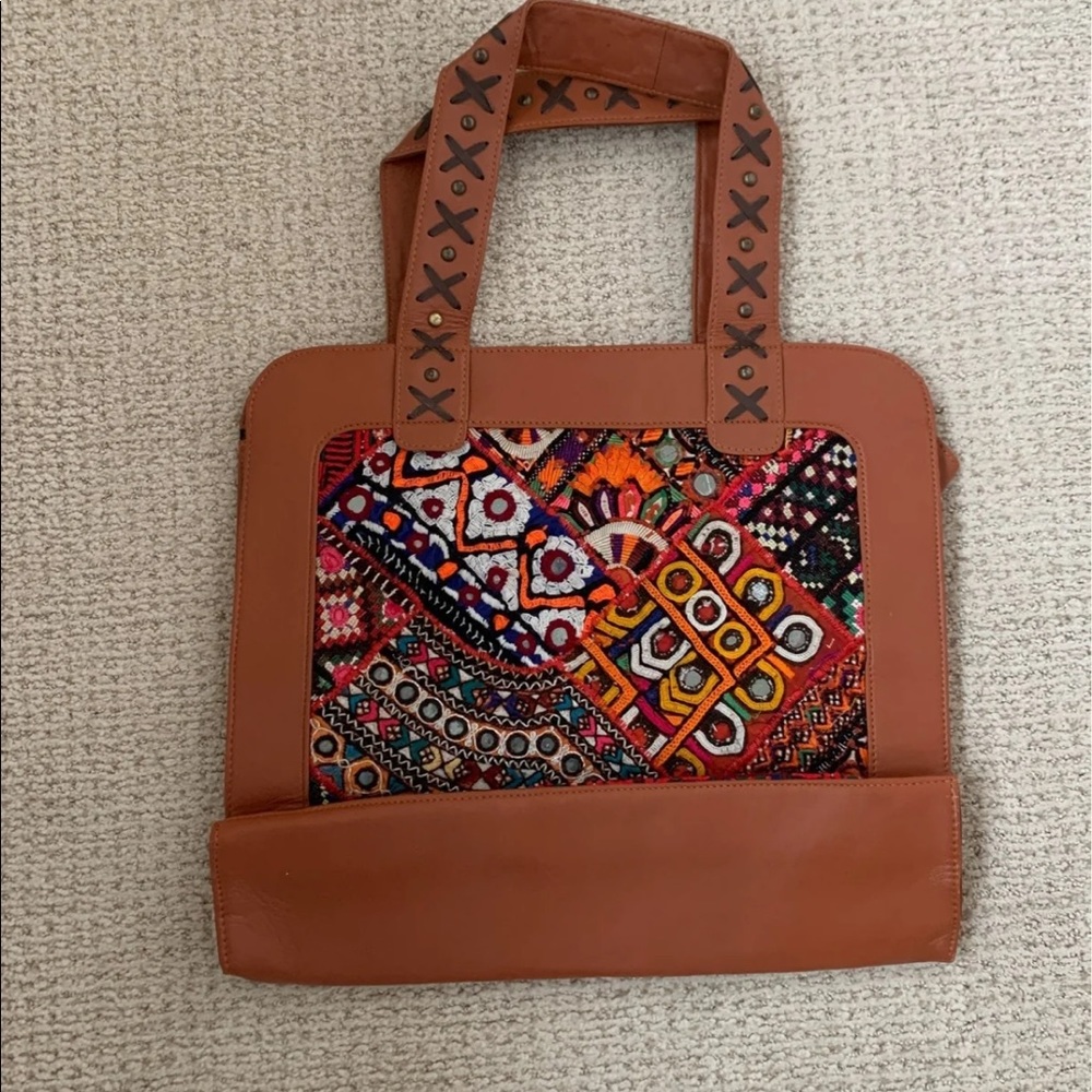 Large Artisan Free Spirit Boho Hippie Ethnic People Embroidered Tote Bag Purse - Picture 3 of 6